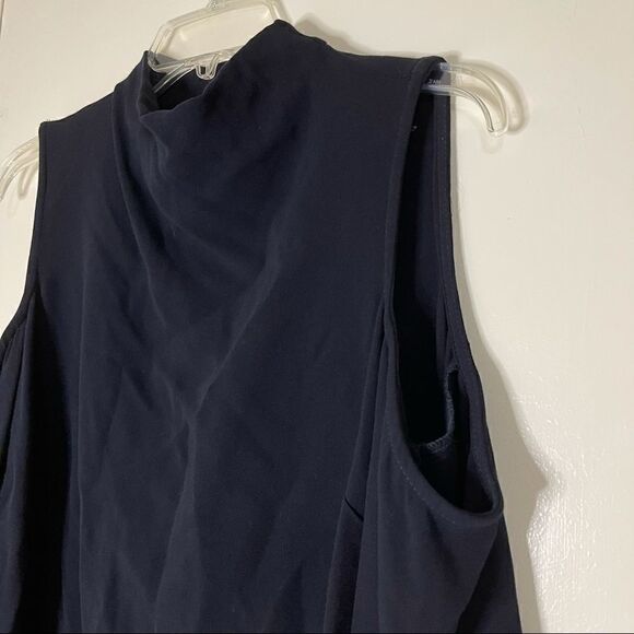 TOPSHOP navy cut out belted sleeve blouse top - Picture 5 of 7